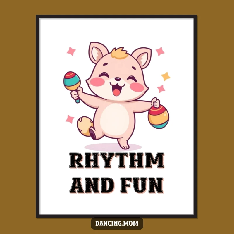 Funny Dancing Animal Maracas Poster: Festive Shaker Art Print Gift!