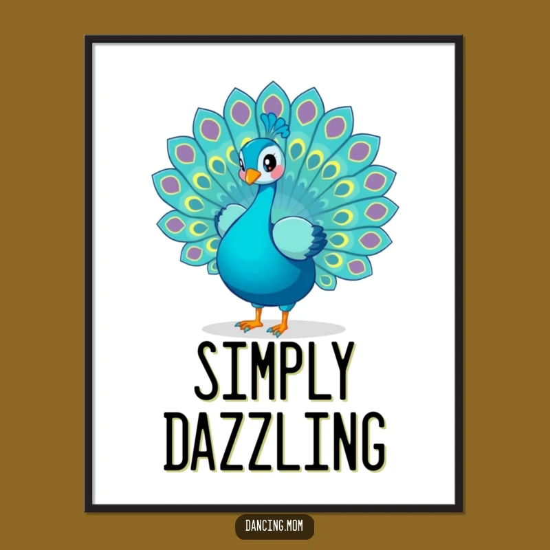 Funny Peacock Dancing Poster: Vibrant Art, Tail Feathers Display, Perfect Funny Gift Decor