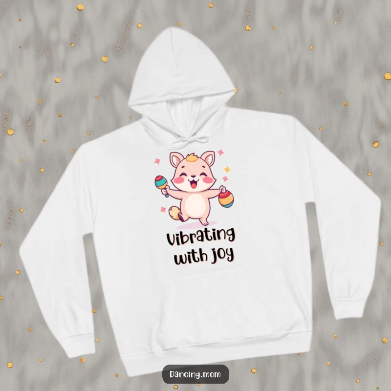 Funny hoodie with a delighted animal shaking maracas, perfect for staying warm while spreading festive cheer.