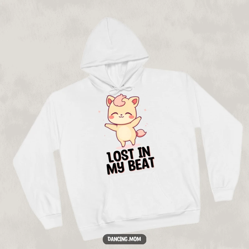 Funny hoodie featuring a kawaii animal swaying blissfully with eyes closed, embodying serene, rhythmic movement.