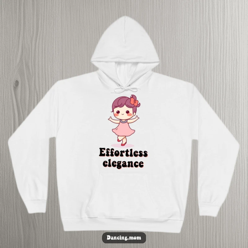 Funny Kawaii Dancer Hoodie: Cute character waltzing softly with a blissful expression, a comforting funny gift.