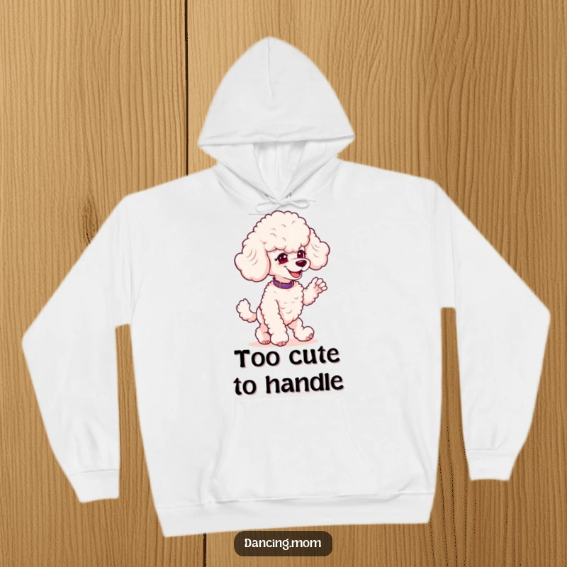 Funny Poodle Prankster Hoodie: A poodle with a mischievous grin is captured mid-dance, looking playful and full of character.