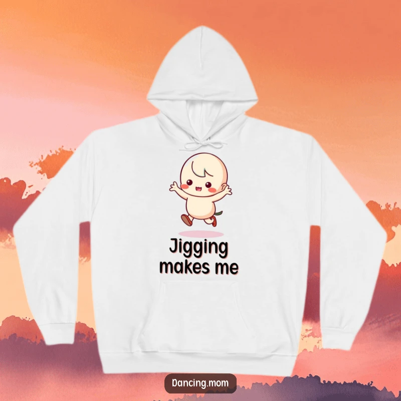 Funny Kawaii Dancer Hoodie: Adorable character doing a silly jig with stomping feet, a delightful funny gift.