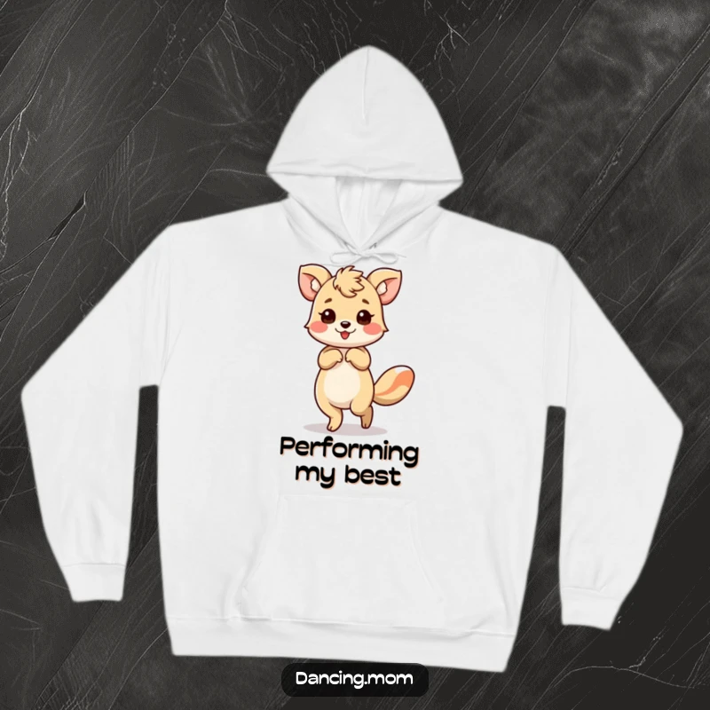 Funny hoodie depicting an animal performing a captivating bow with a flourish, perfect for staying warm in style.