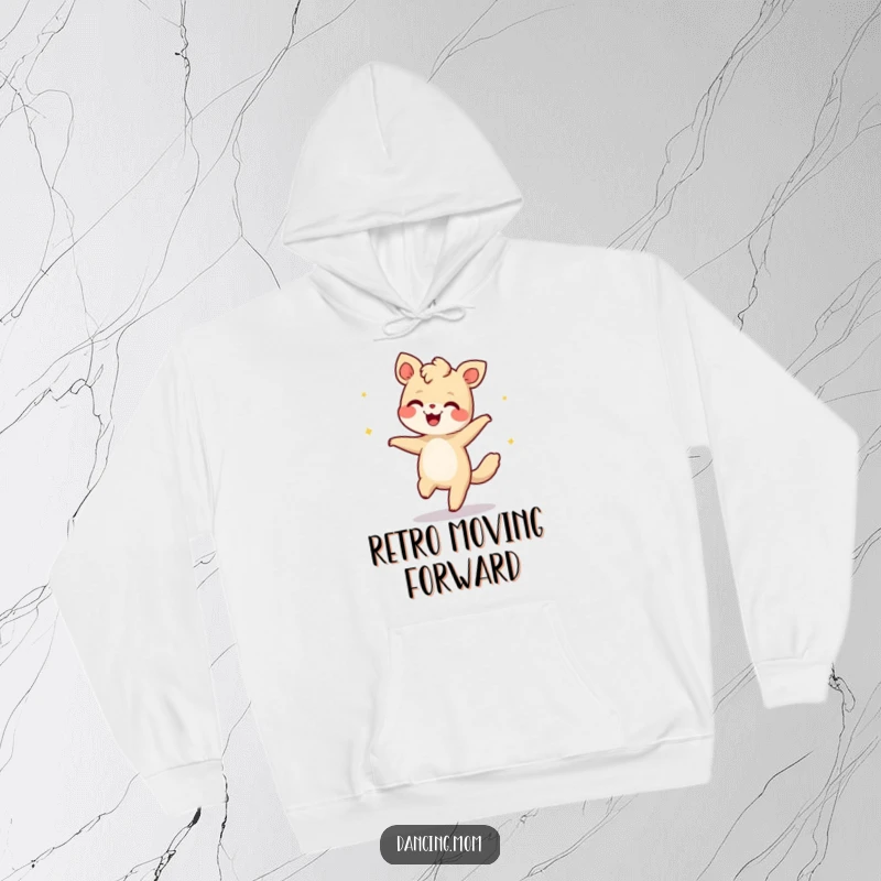 Funny hoodie with a delighted animal giggling while doing the moonwalk, perfect for staying warm and stylish.