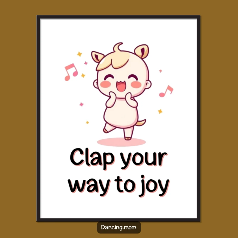 Free Printable Wall Art: Kawaii Dancer Clapping - Joyful & Uplifting Downloadable Decor!