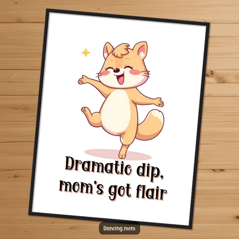 Funny Free Printable Wall Art: A dancing mom animal performs a dramatic dip, adding flair and humor.