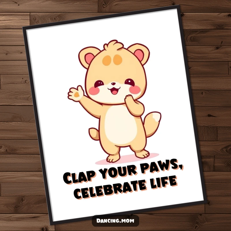 Funny Free Printable Animal Wall Art of a character enthusiastically clapping its paws, radiating infectious joy and excitement.