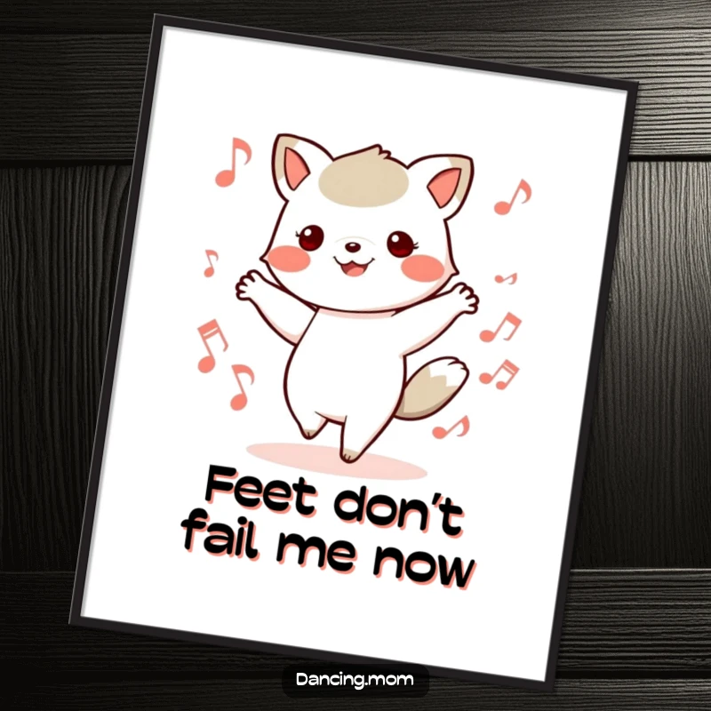 Funny Free Printable Wall Art: Kawaii animal dancing dynamically, surrounded by flowing musical notes, perfect downloadable vibrant decor.