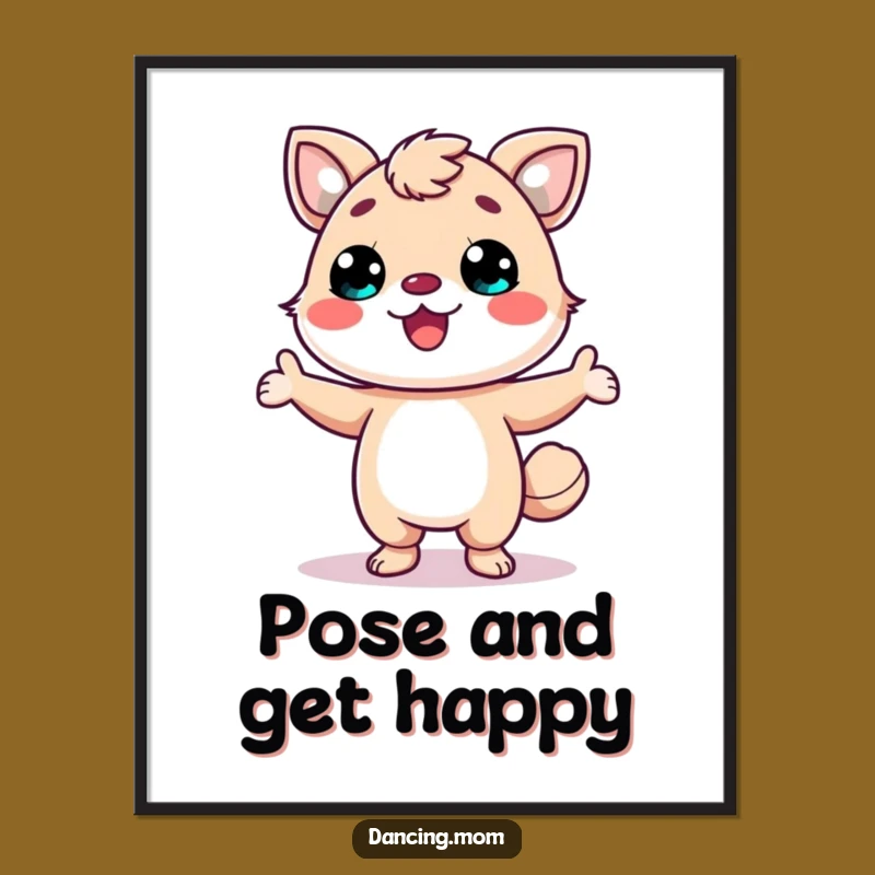 Free Printable Kawaii Animal Wall Art: Posing Dancer for Quirky Home Decor Download