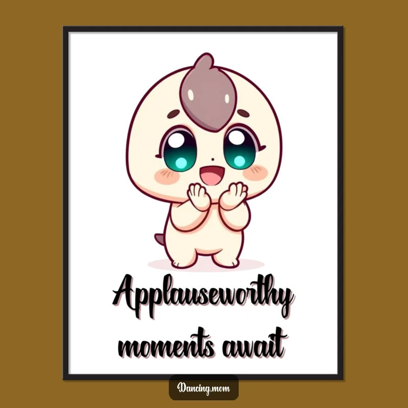 Free Printable Wall Art: Cheerful Clapping Character, Funny Downloadable Decor