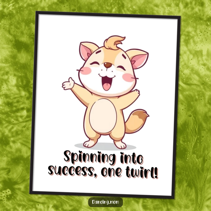 Funny Free Printable Wall Art: Delighted Animal Striking a Proud Pose After a Twirling Spin, Full of Confidence