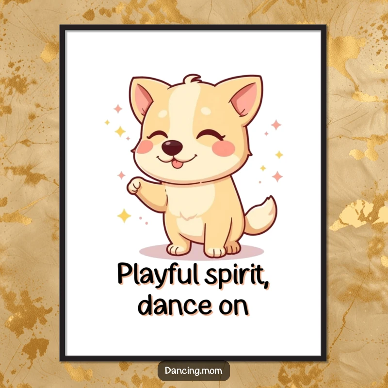 Funny Free Printable Wall Art: A dog winks with a mischievous twinkle while dancing.