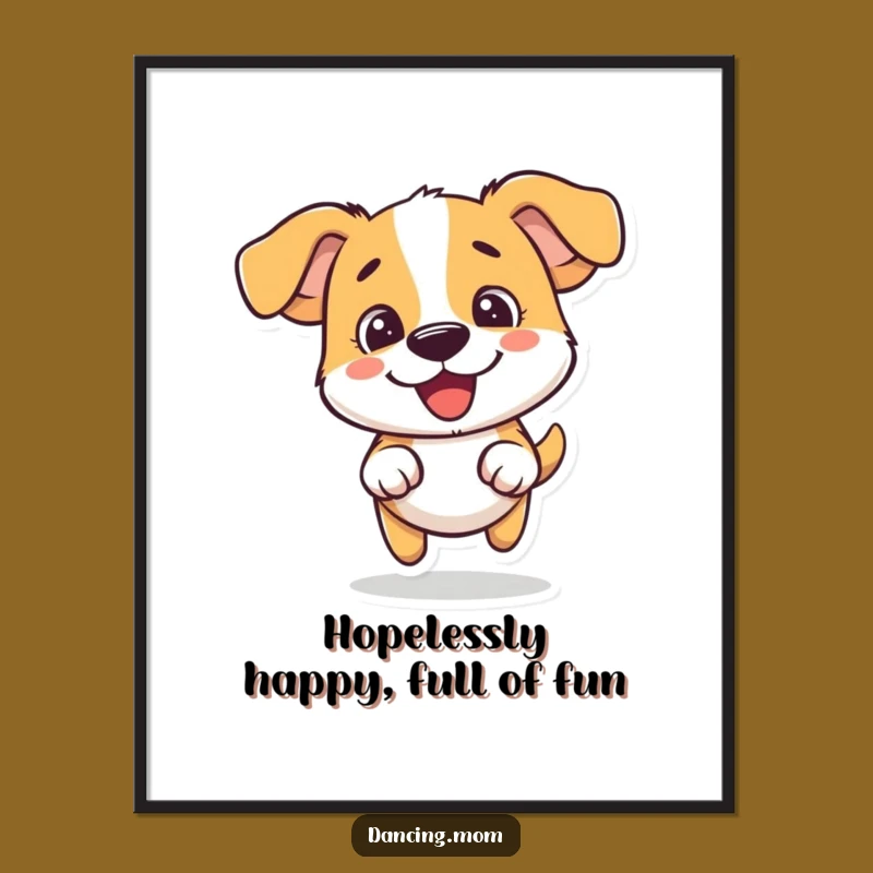 Free Printable Wall Art: Hopping Dog Art, Hilarious Animal Downloadable Decor