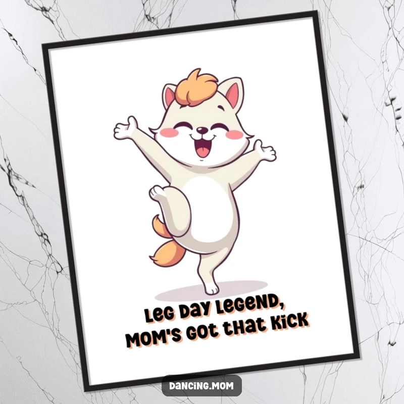 Funny Free Printable Wall Art: A mom animal captured in a dynamic, comical silly kick pose with playful energy.