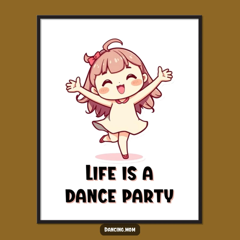 Funny Free Printable Wall Art: Kawaii Dancer Pirouetting, Joyful Motion Decor, Downloadable Art Gift