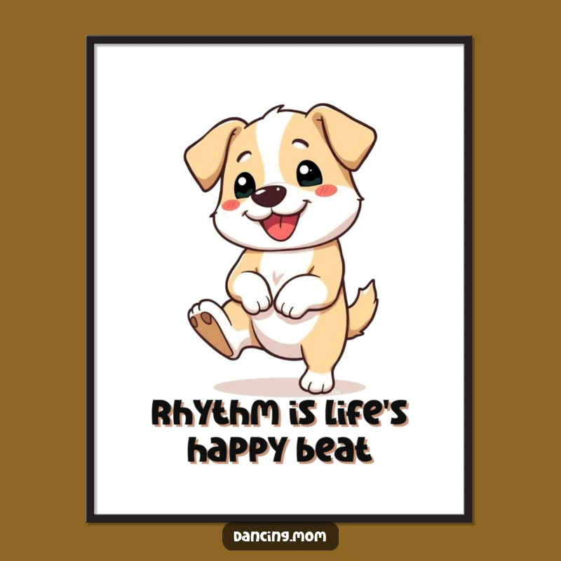 Free Printable Wall Art: Happy Dog Tapping Foot Joyful Decor