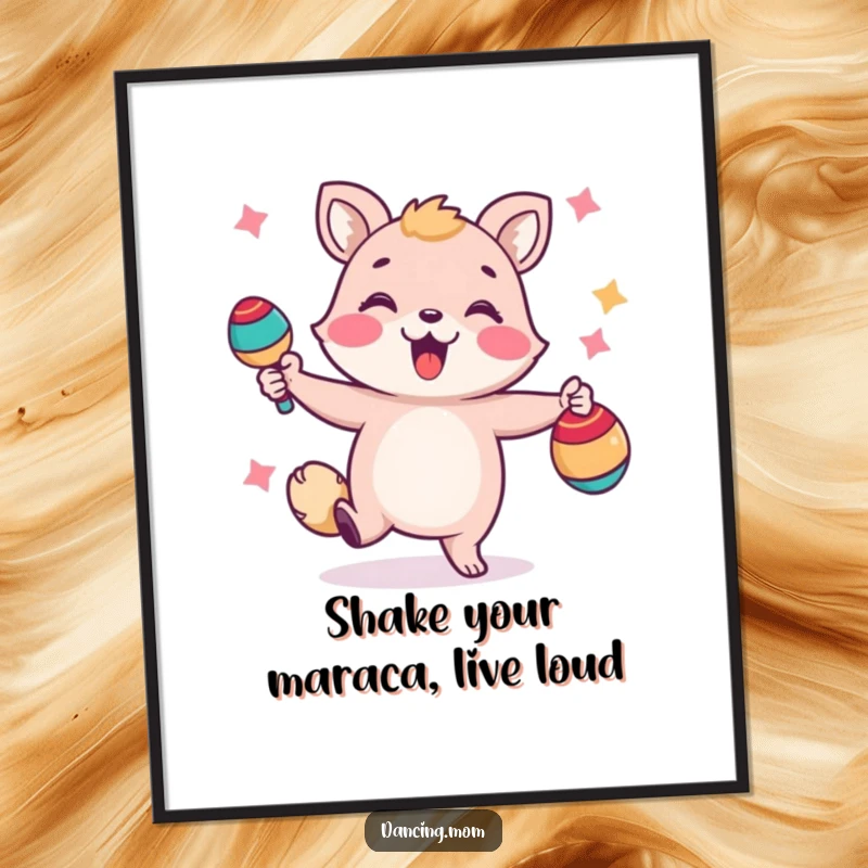 Funny Free Printable Animal Wall Art of a character gleefully shaking maracas, exuding pure party spirit and rhythm.