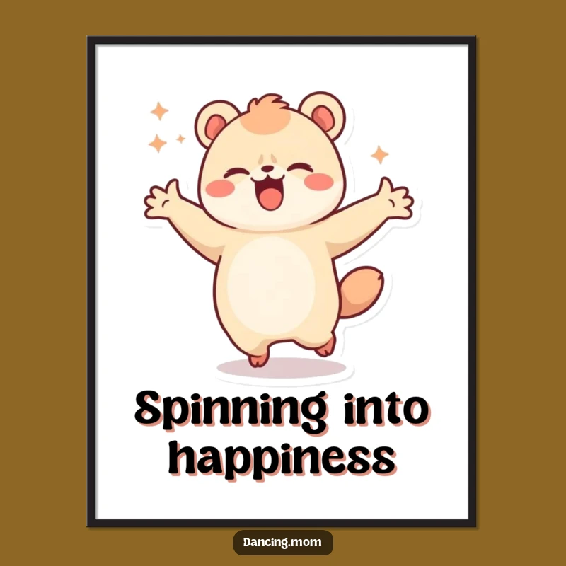 Free Printable Kawaii Animal Wall Art: Joyful Dancer for Humorous Home Decor Download