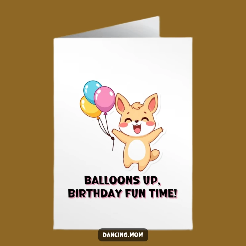 Free Printable Birthday Card: Twirling Animal Balloons Funny Downloadable Gift