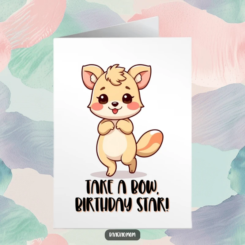 Funny Free Printable Birthday Card of a refined animal performing a graceful bow with a dramatic flourish, celebrating with style.