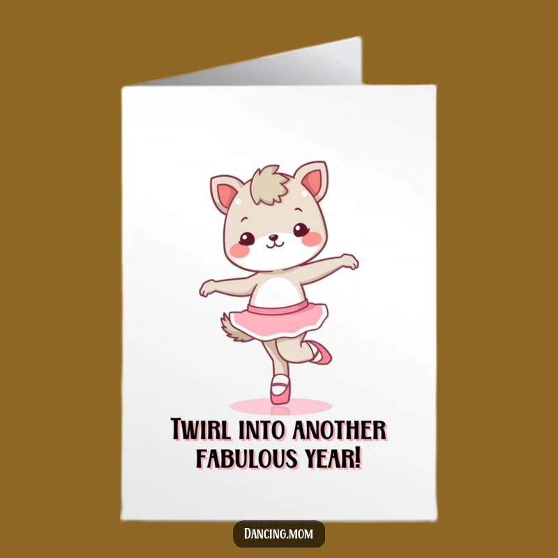 Free Printable Birthday Card: Cute Kawaii Animal Twirling Ballet Fun