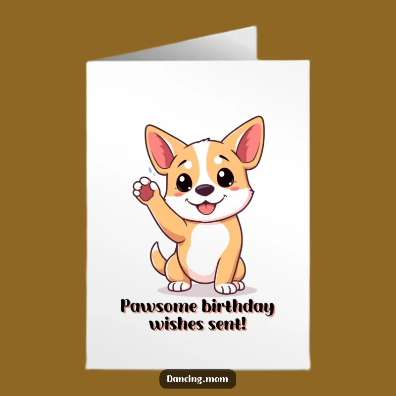 Free Printable Birthday Card: Playful Dog Paw Raised Fun
