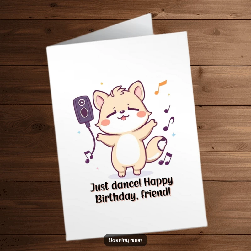 Funny Free Printable Birthday Card: Spirited animal grooving with eyes closed, feeling the rhythm and celebrating a birthday.