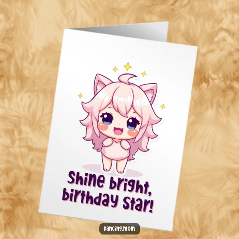 Funny Free Printable Birthday Card: Character in a spotlight, beaming with pride, celebrating a birthday, a downloadable art piece.