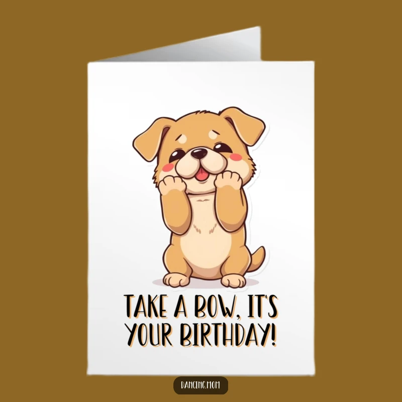 Free Printable Birthday Card: Dramatic Bowing Dog Surprise