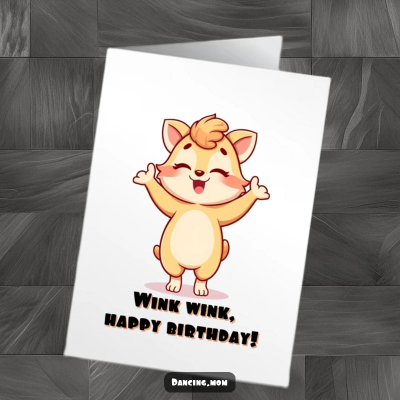 Funny Free Printable Birthday Card with a mom animal striking a playful pose and giving a cheeky wink, full of personality.