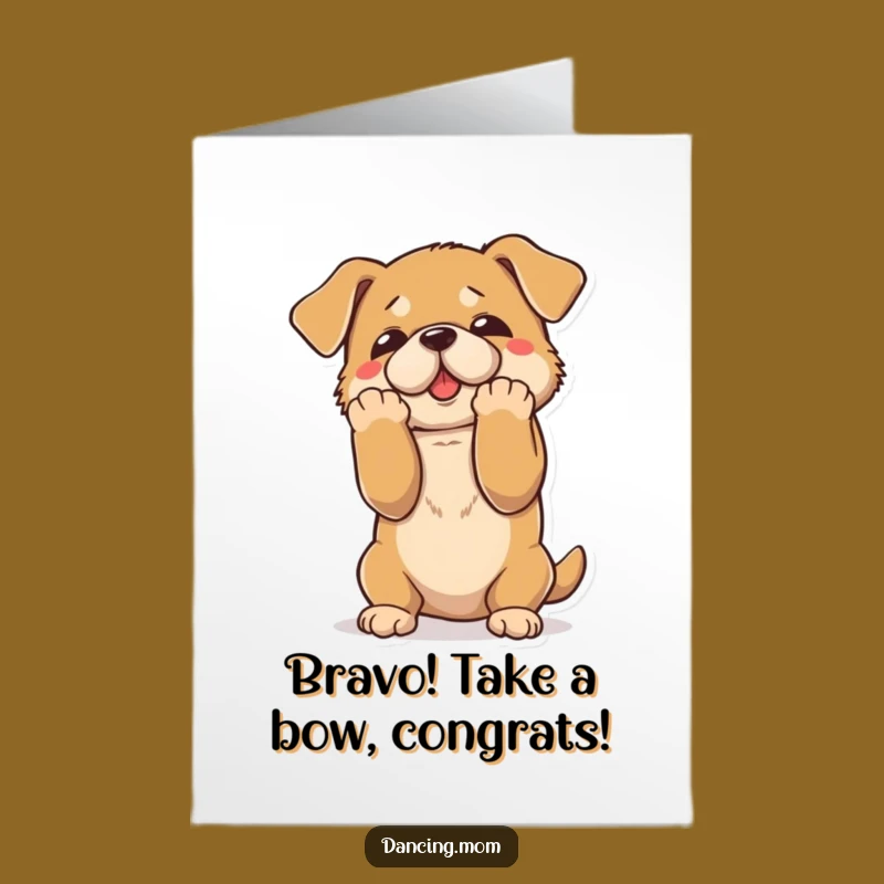 Free Printable Congrats Card: Dramatic Dog's Bow for Achievement