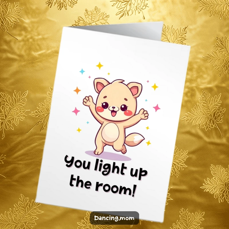 Funny Free Printable Congratulations Card: Animal character energetically grooving beneath disco lights, celebrating a big win.