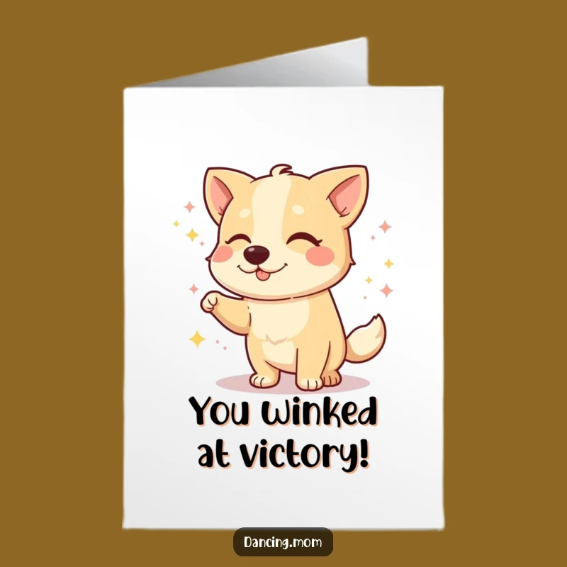 Free Printable Congrats Card: Winking Dog Cheers, Humorous Downloadable Gift