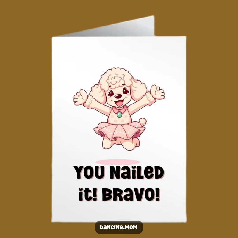 Free Printable Poodle Congratulations Card: Dazzling Leap for Your Big Win
