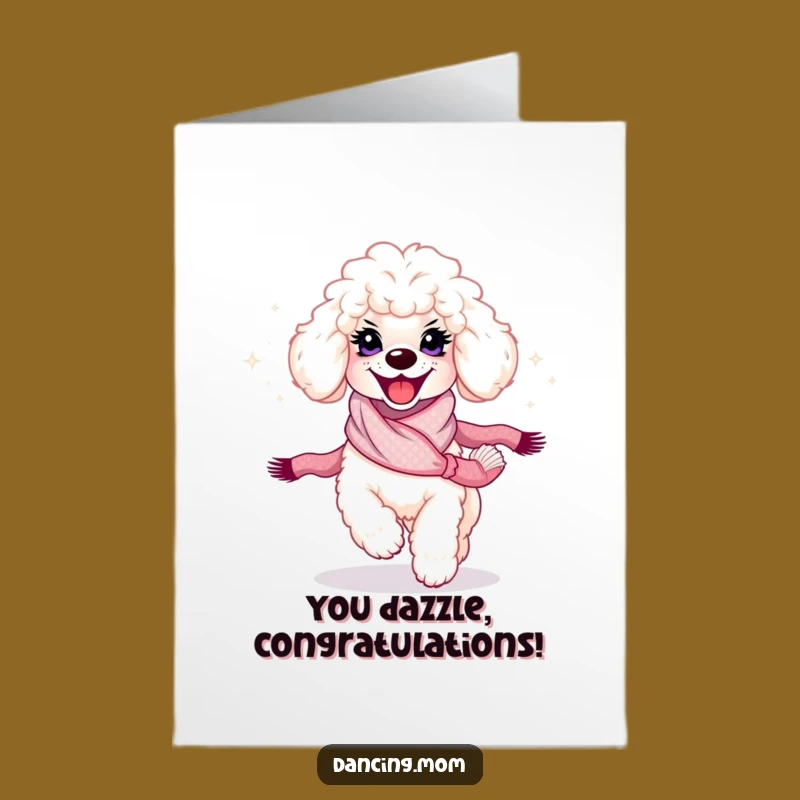 Free Printable Poodle Congratulations Card: Radiant Spin for Your Big Day