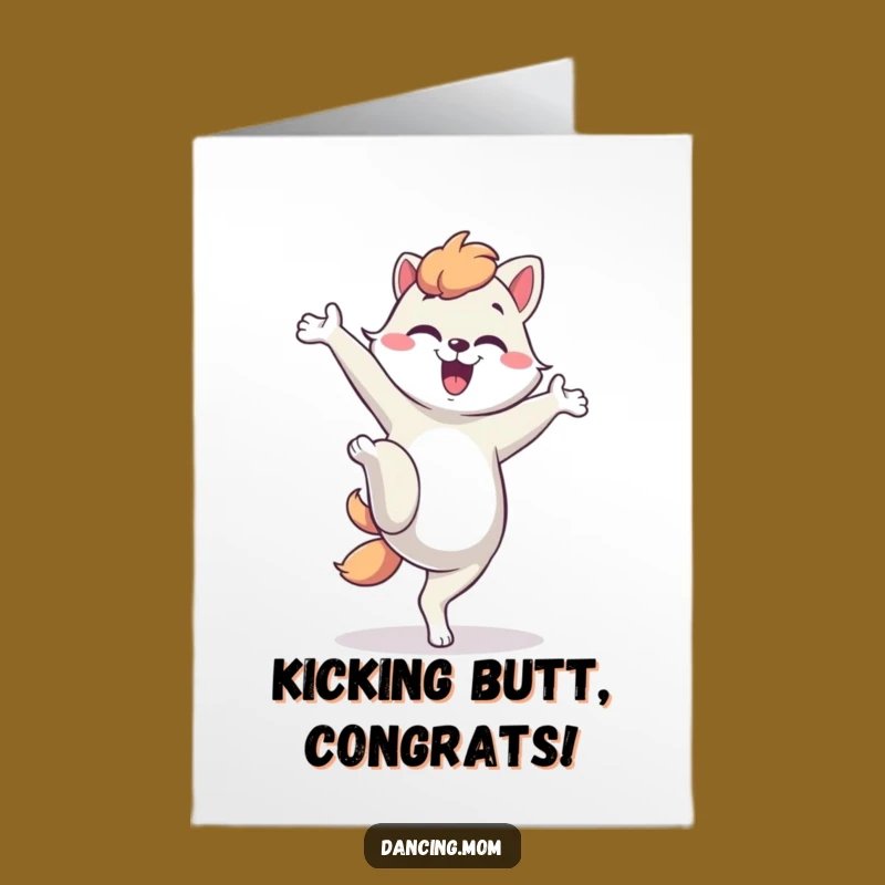Free Printable Silly Kick Congrats Card: Humorous Animal Celebration, Downloadable Gift