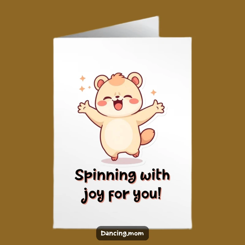 Free Printable Kawaii Animal Congrats Card: Spinning Dancer for a Cheerful Downloadable Gift