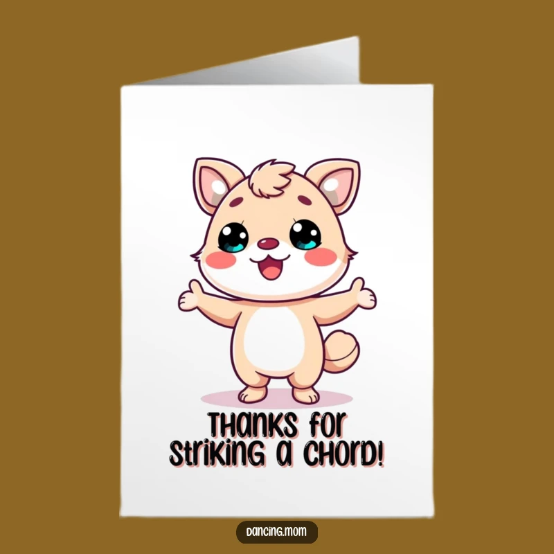 Free Printable Kawaii Animal Thank You Card: Posing Dancer for a Humorous Downloadable Gift