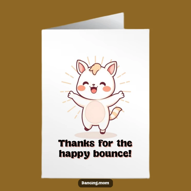Free Printable Kawaii Dancing Animal Thank You Card - Energetic Downloadable Gift
