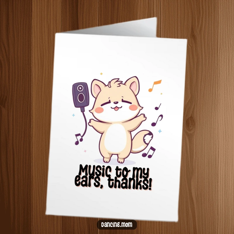 Funny Free Printable Thank You Card: Spirited animal grooving with eyes closed, conveying a happy and soulful thank you.