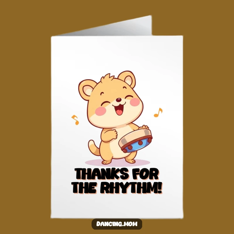 Free Printable Thank You Card: Tambourine Animal, Rhythmic Thanks, Downloadable Gift