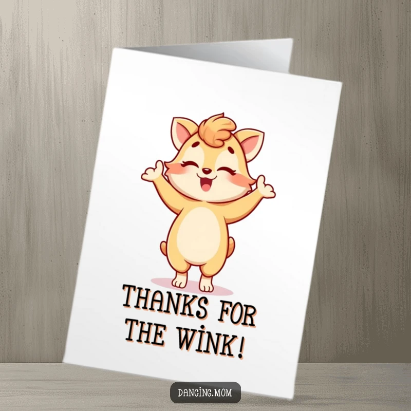 Funny Free Printable Thank You Card of a mom animal posing playfully and winking, a charming and humorous way to say thanks.