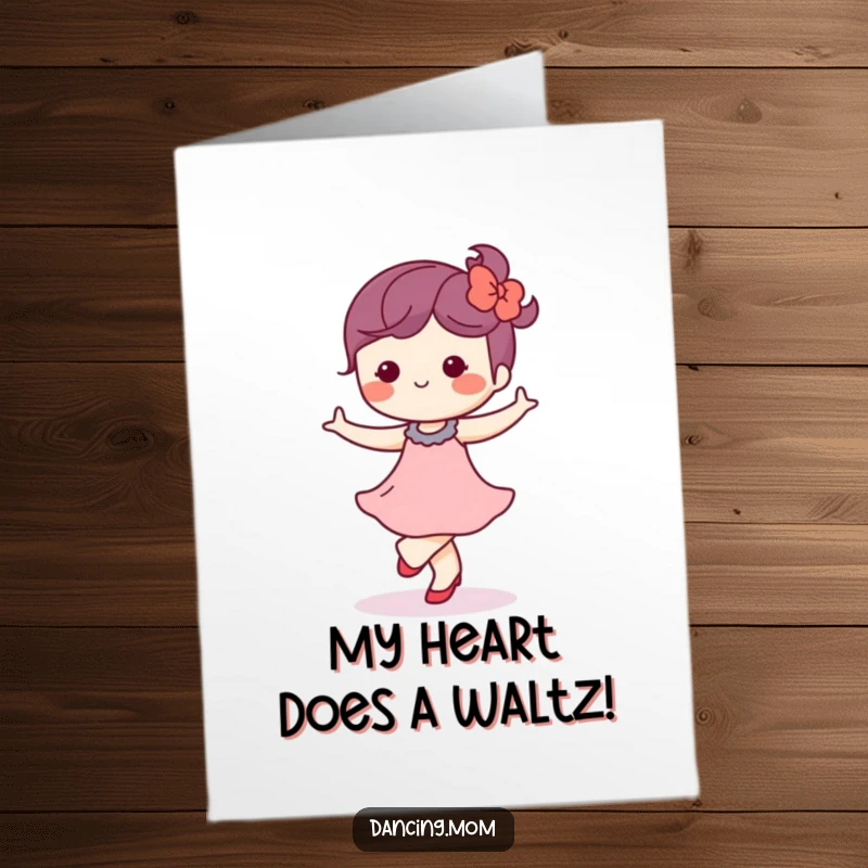 Free Printable Thank You Card: Kawaii dancer gently waltzing, conveying sincere gratitude with a peaceful and blissful demeanor.