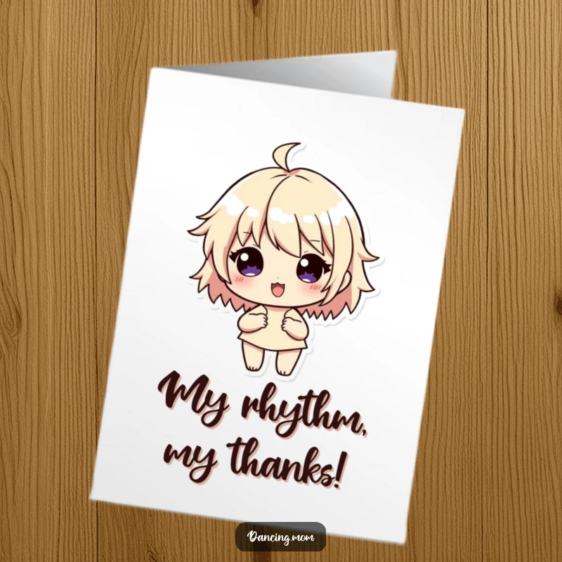 Funny Free Printable Thank You Card: Character with rhythm lines flowing, dancing to express thanks, a downloadable gift.