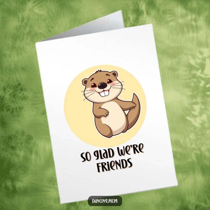 Funny Free Printable Thank You Card featuring a cheerful otter spinning in circles with a goofy, happy grin, expressing thanks.