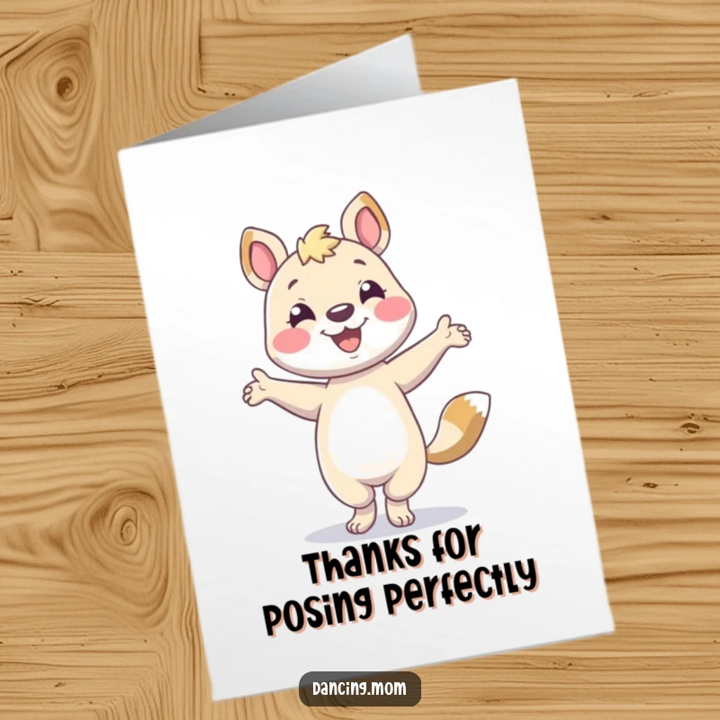 Funny Free Printable Thank You Card: Animal character smiling and striking a stylish pose, conveying thanks with elegance.