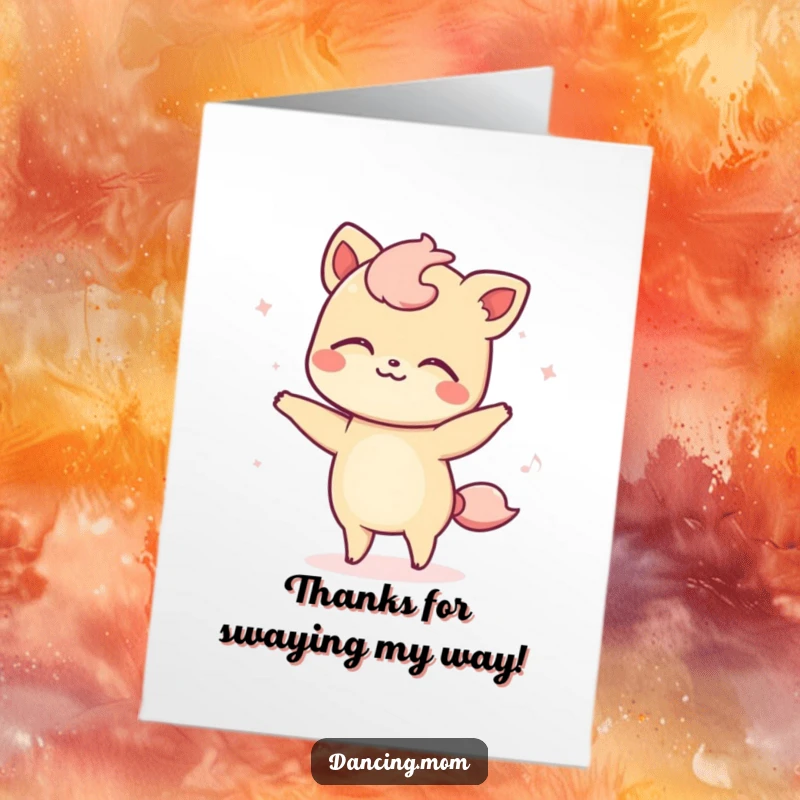 Funny Free Printable Thank You Card: Kawaii animal swaying peacefully, expressing gratitude with a downloadable, zen-like humor.