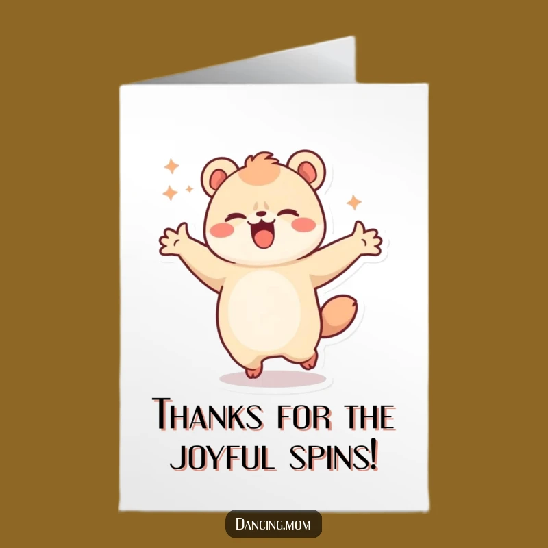 Free Printable Kawaii Animal Thank You Card: Joyful Dancer for a Humorous Downloadable Gift