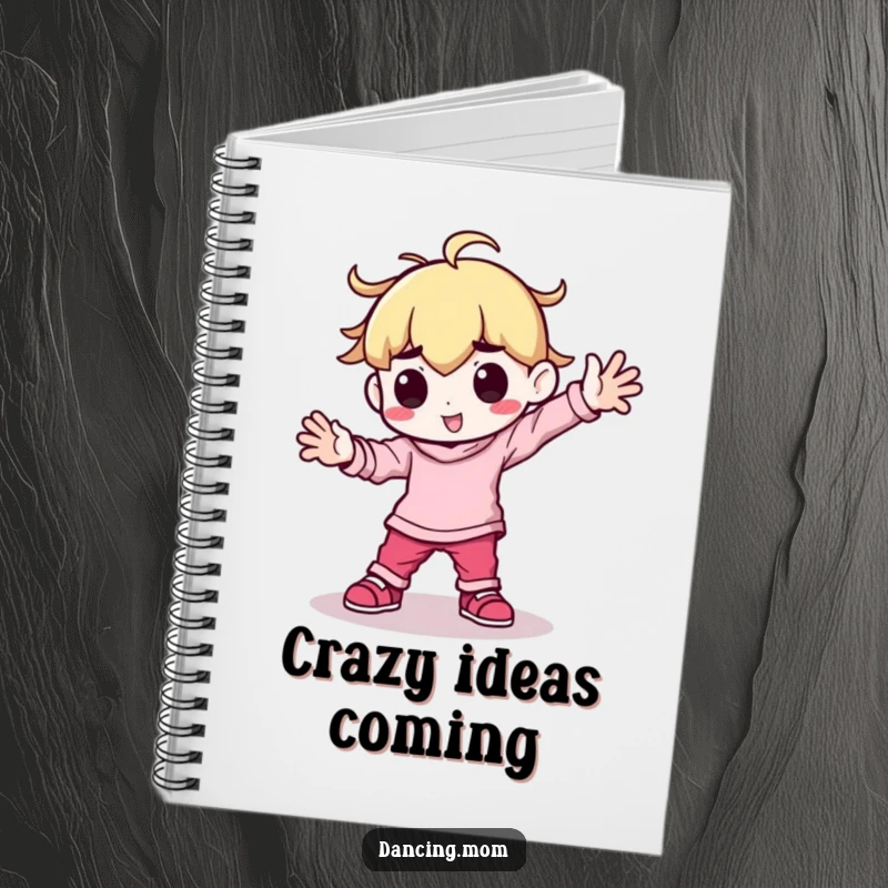 Funny Kawaii Dancer Notebook: Adorable character breakdancing with arms planted firmly, ideal for jotting dance ideas.